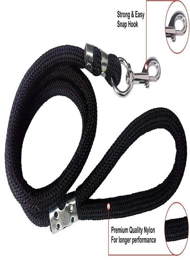 Pups&Pets Dog Rope Leash Comfortable Nylon, Brass Hook (1.65mtr, 12MM) (Black) - Image 3